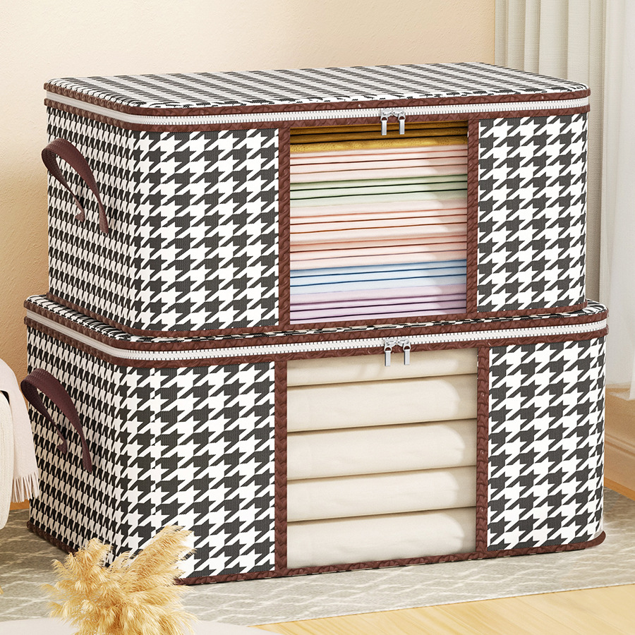 2PCS（1PC 50L/ 55*35*25cm+1PC 75L/60*40*30cm）Visual storage bags for clothes and quilts, dustproof household moving packing and organizing bags and storage boxes