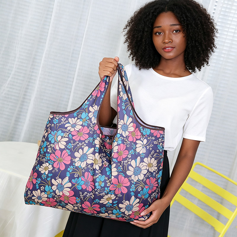 1PC High Capacity Folding Shopping Bag Environmentally Friendly Creative Portable Printing Storage Bag Handbags Travel Outdoor