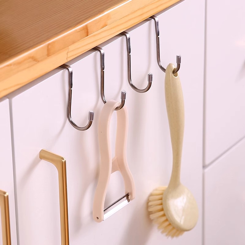 Set of 5pcs Universal S-Shaped Door Hook,  Stainless Steel Organizer Hanger for Hats, Bags, Towels, Keys, and Coats – Space-Saving Storage Solution for Home, Kitchen, Bathroom, and Garage