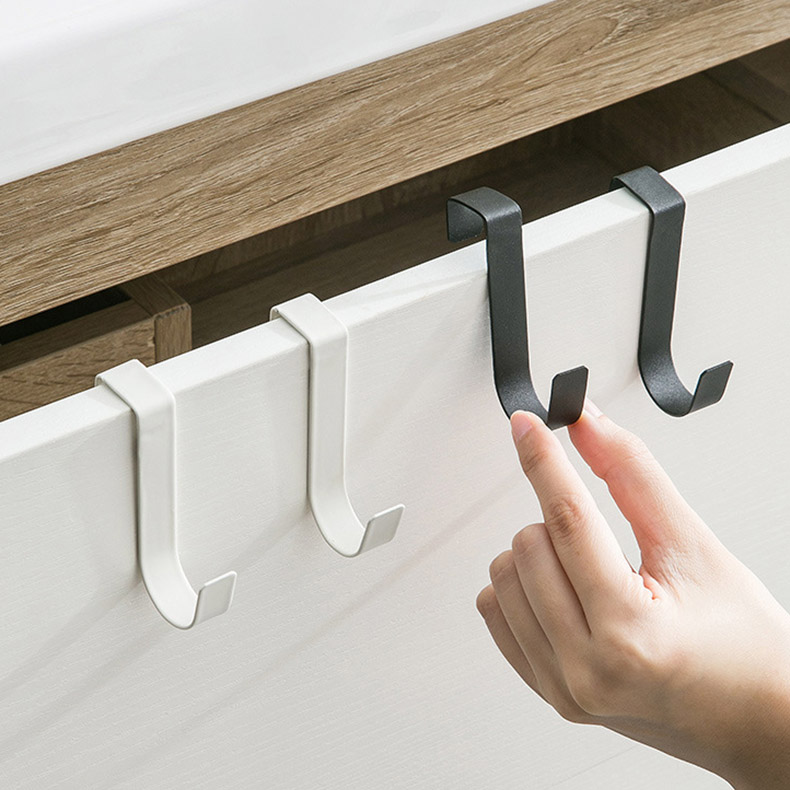 Set of 5pcs  Black Kitchen Cabinet Door Hooks, No-Drill Bathroom Door Back Multi-Functional Storage Hooks, Wall Hooks