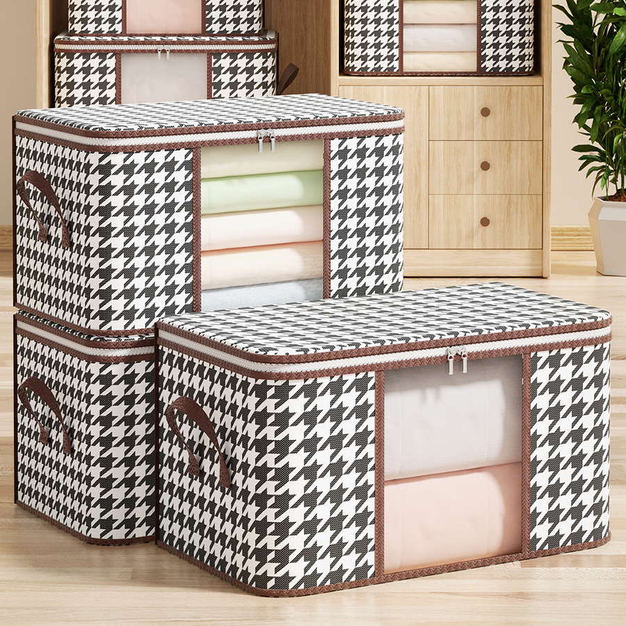 2PCS（1PC 50L/ 55*35*25cm+1PC 75L/60*40*30cm）Visual storage bags for clothes and quilts, dustproof household moving packing and organizing bags and storage boxes