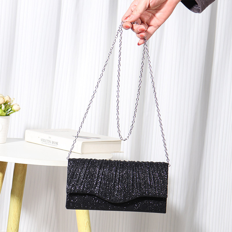 Silver Clutch Bags, Women's Clutches Evening Bags with Detachable Chain, Sequin Bag Envelope Handbags Purses for Women Bridal Prom Party Wedding