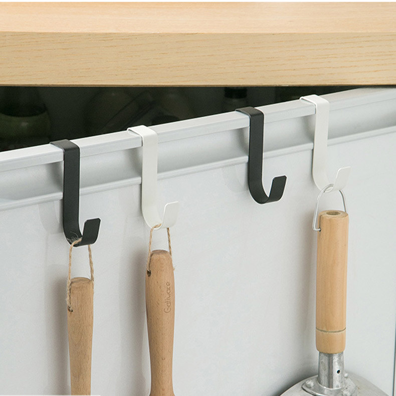 Set of 5pcs  Black Kitchen Cabinet Door Hooks, No-Drill Bathroom Door Back Multi-Functional Storage Hooks, Wall Hooks