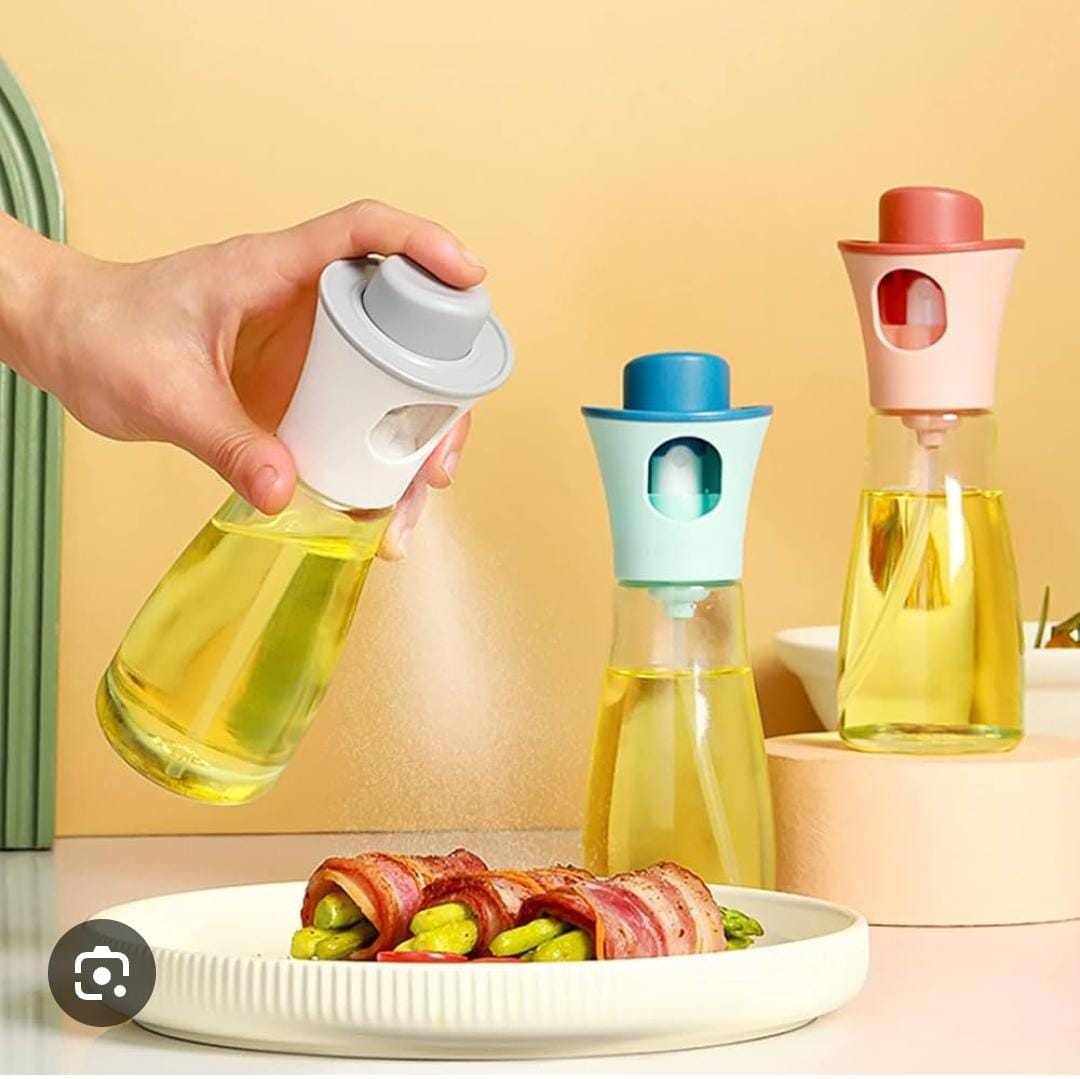Glass Oil Spray Bottle Make cooking healthier, cleaner and more controlled with this compact oil spray bottle  Perfect budget-friendly kitchen essential for every home Capacity: 200ml