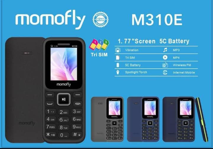 Momofly M310E  Featured Phone Triple SIM Regular 5C Battery, 1.77" display with BT connectivity featured phones RAM 32MB