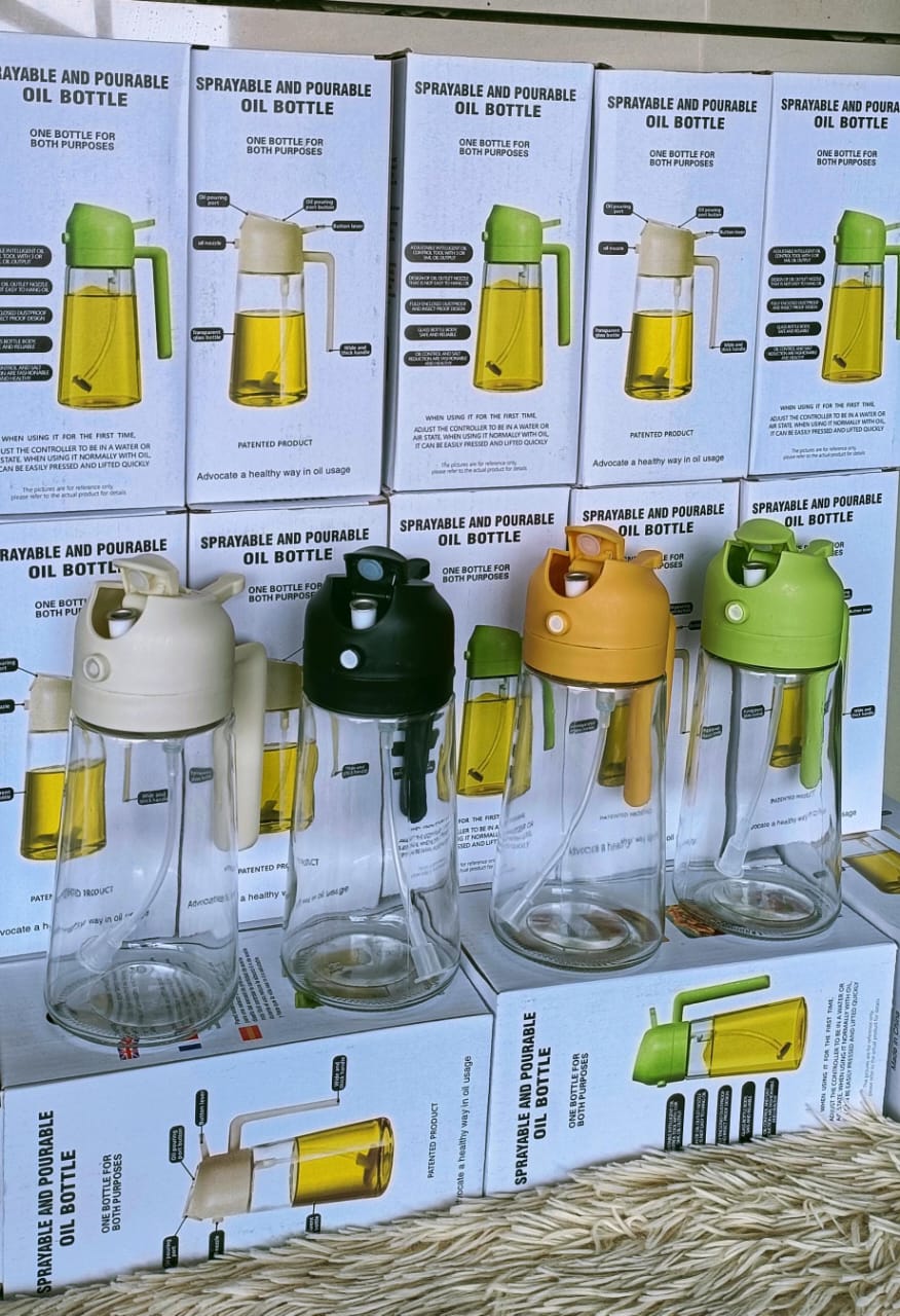 Sprayable and Pourable Glass Oil  Bottle, Make cooking healthier, cleaner and more controlled with this compact oil spray bottle  Perfect budget-friendly kitchen essential for every home