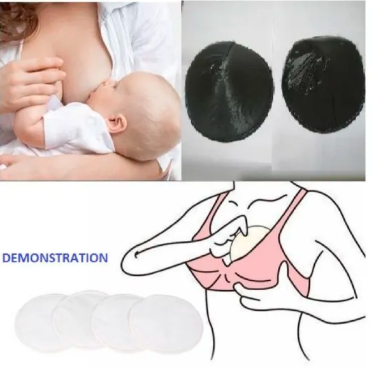 Black Reusable Ultra-Soft Cotton Nursing Pads – Leakproof Breastfeeding Pads, Washable & Comfortable