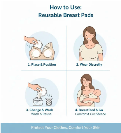 Reusable Ultra-Soft Cotton Nursing Pads – Leakproof Breastfeeding Pads, Washable & Comfortable