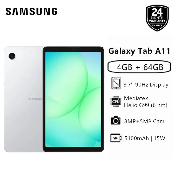 FLASH SALE!! SAMSUNG GALAXY TAB A11:| 8.7″ TFT LCD DISPLAY | 4GB RAM+64GB ROM | 5100mAh Battery | Nano SIM | 8MP Rear & 5MP Selfie Camera | Android 15 | 15W Fast Charging | Type-C | Smartphones