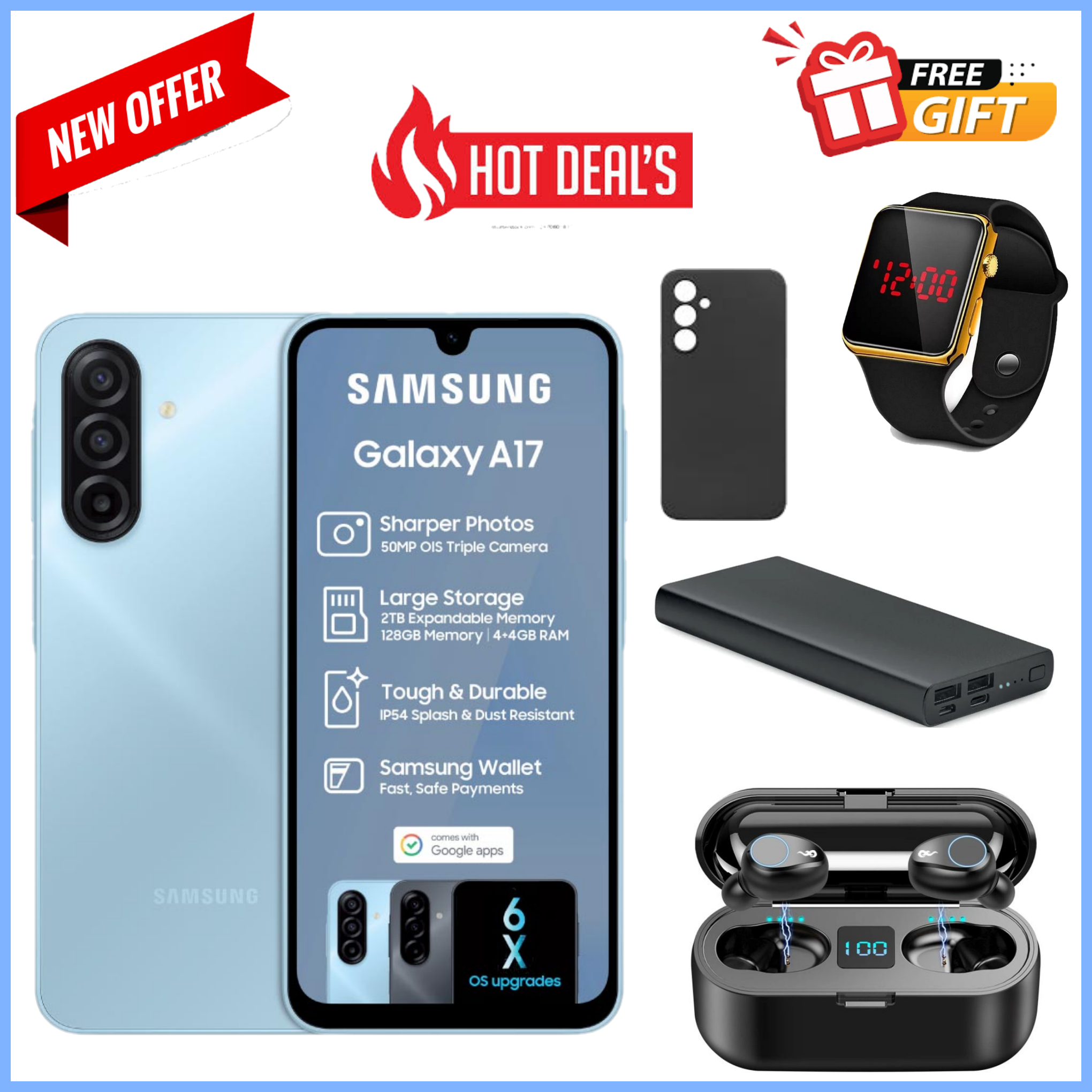 LIMITED OFFERS!! [2-Year Local Warranty] New Arrival Samsung Galaxy A17 128GB+4GB 6.7" Super AMOLED Display Camera Android 15 IP54 Waterproof 5000mAh Samsung A17, a17 samsung,  a17 galaxy +FREE GIFTS