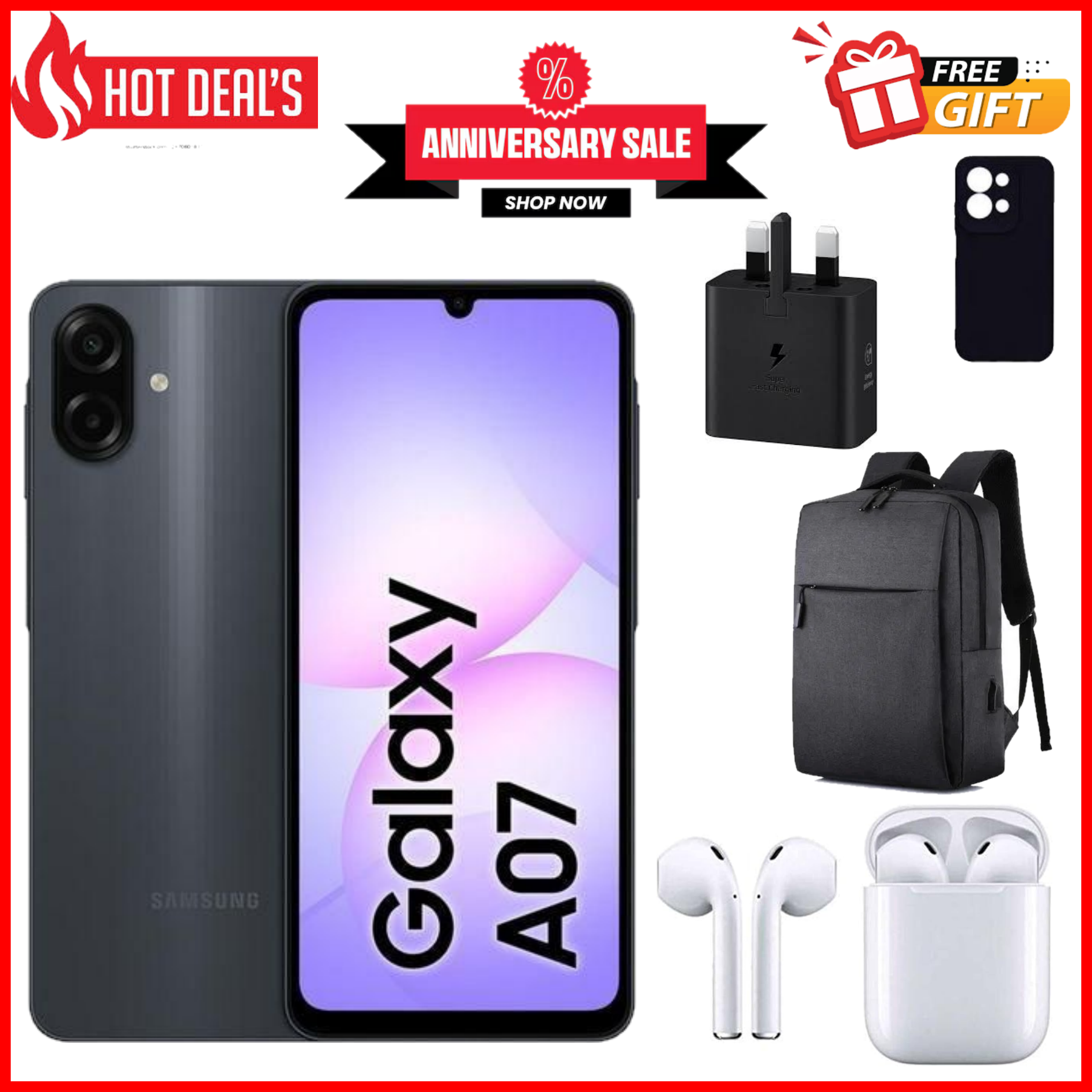 KILIMALL ANNIVERSARY DEALS !!! Samsung Galaxy A07 6.7" PLS LCD Screen, 4GB RAM+128GB ROM, 5000mAh Battery, 50MP Rear & 8MP Front Camera, Android 15, Dual SIM, Side Fingerprint -Smartphones+FREE GIFTS