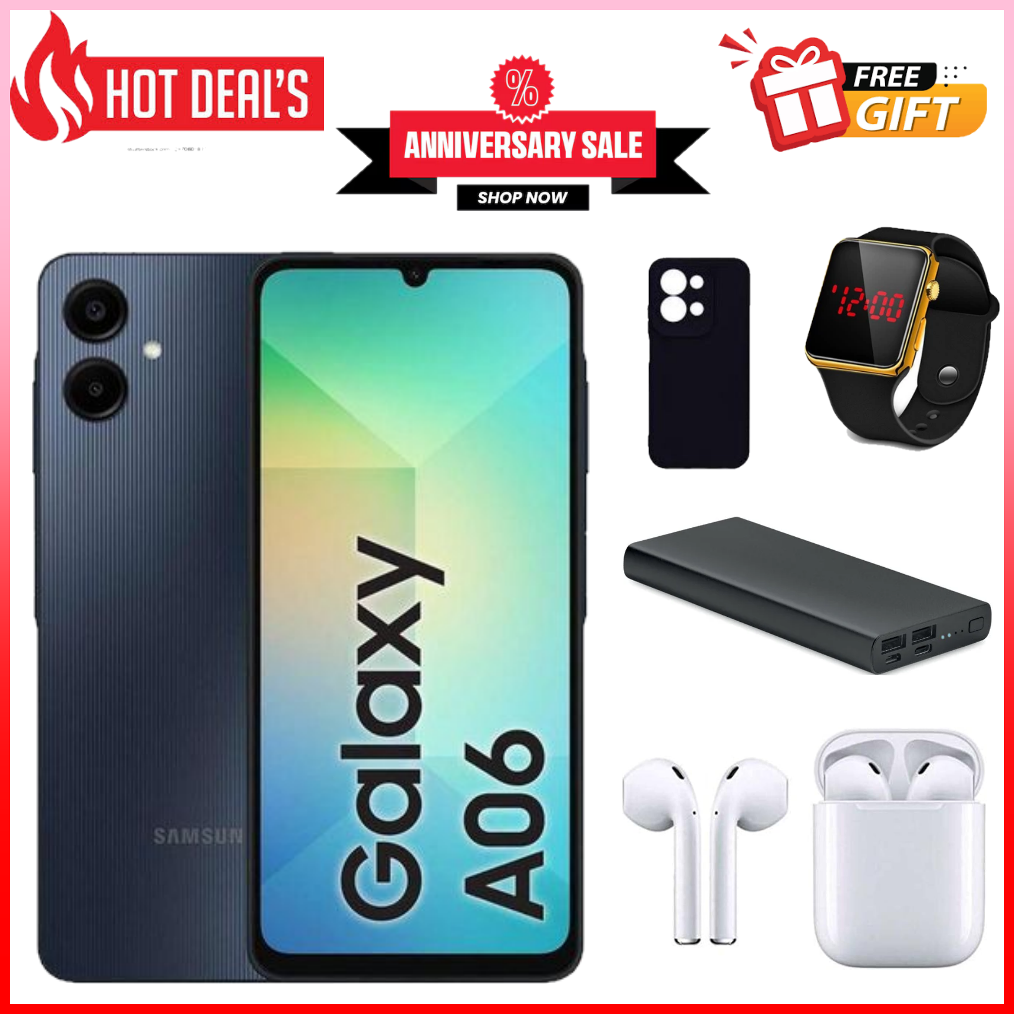 KILIMALL ANNIVERSARY DEALS!!Samsung Galaxy A06 64GB/128GB+4GB MTK Helio G85 (12nm) 50MP Dual Camera 6.7" Display 5000mAh 25W Type-C Charge Android 14 Smart Phones Samsung a06, ao6 samsung a06 galaxy