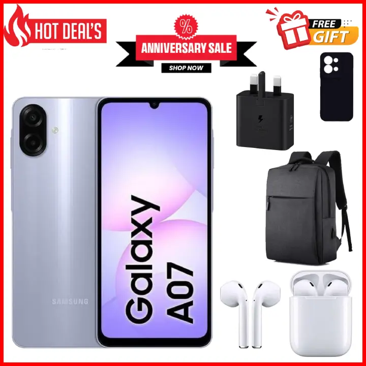 KILIMALL ANNIVERSARY DEALS !!! Samsung Galaxy A07 6.7" PLS LCD Screen, 4GB RAM+128GB ROM, 5000mAh Battery, 50MP Rear & 8MP Front Camera, Android 15, Dual SIM, Side Fingerprint -Smartphones+FREE GIFTS