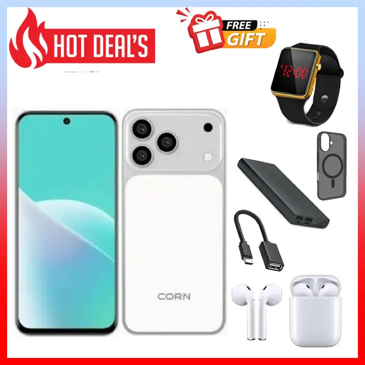 LIMITED TIME DEAL!! CORN MEGA 100 MAX 6.67"HD 64GB ROM, 5(2+3)GB RAM 5000mAh  DUAL SIM CARD SMART PHONE SIDE FINGERPRINT FACE UNLOCK, 3G NETWORK13MP ULTRA CAMERA 8MP SELFIE-SMARTPHONE+FREEGIFT