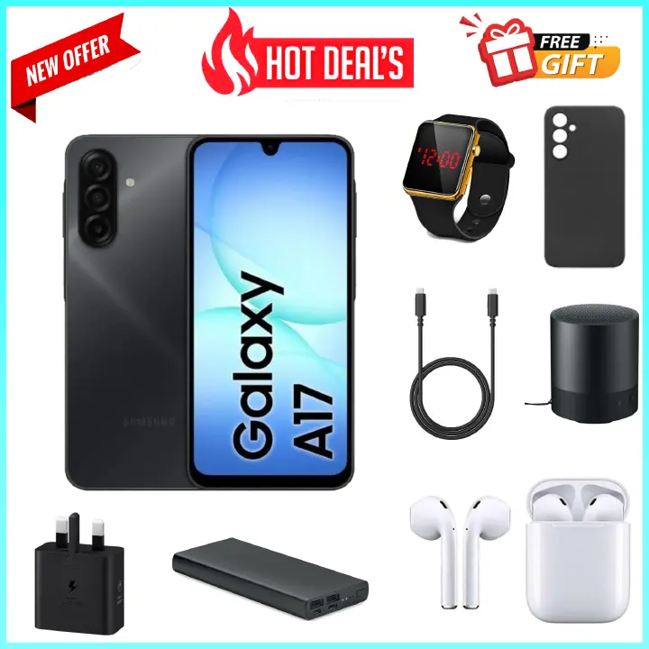 LIMITED OFFERS!! Samsung Galaxy A17 128GB+4GB 6.7" Super AMOLED Display Mediatek Helio G99 50MP Triple Camera Android 15 IP54 Waterproof 5000mAh 25W Type-C AI Smart Phones Samsung A17, A17 samsung