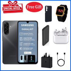 LIMITED OFFERS!! Samsung Galaxy A17 128GB+4GB 6.7" Super AMOLED Display Mediatek Helio G99 50MP Triple Camera Android 15 IP54 Waterproof 5000mAh 25W Type-C AI Smart Phones Samsung A17, A17 samsung