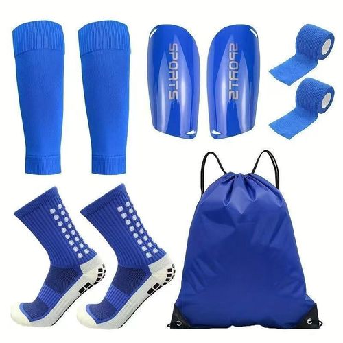 5PCS Football Training Gear Set Shin Guards Sleeves Grip Socks & Storage Bag Soccer Protection Kit for Kids & Adults