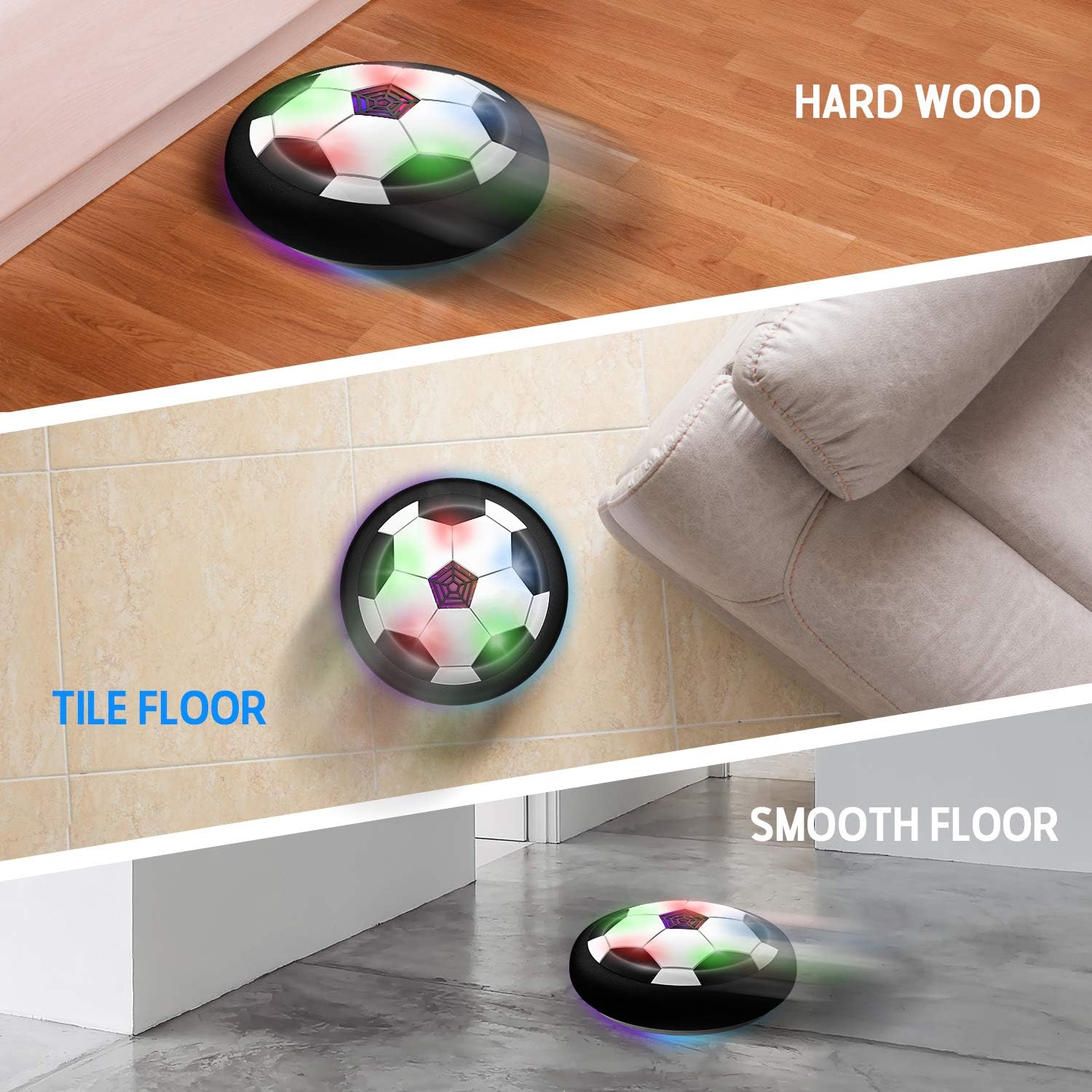 LED Hover Soccer Ball – Air Power Floating Football Toy for Indoor & Outdoor Kids Training Game with Soft Foam Bumper & Lights
