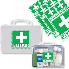 First Aid Safety Sign Self-Adhesive Sticker – Emergency Medical Signage Waterproof Durable Warning Label for Offices Shops Workplaces