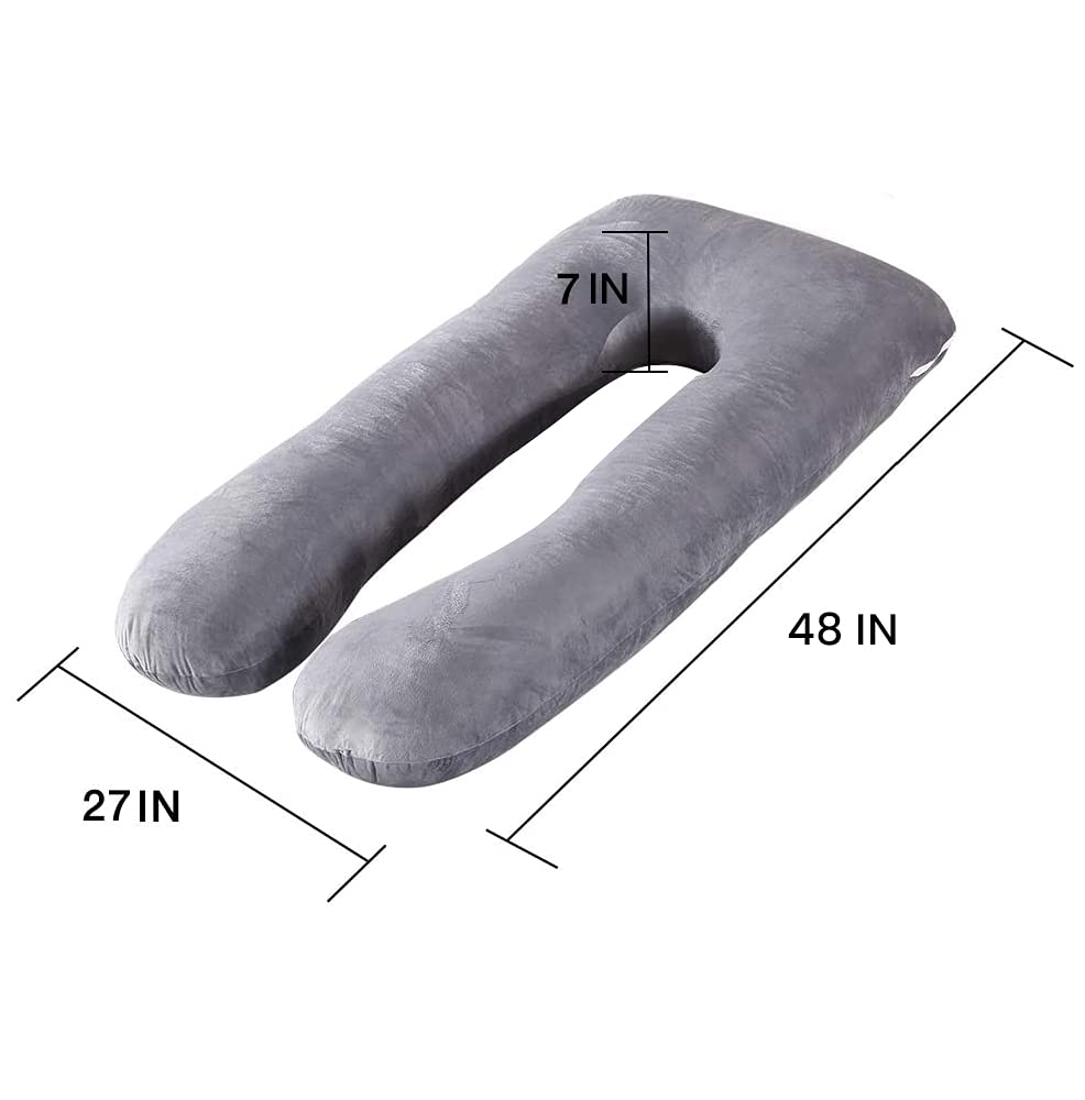 U-Shape Pregnancy Pillow Soft Velvet Maternity Support Pillow Full Body Sleeping Cushion for Pregnant Women Comfort Rest