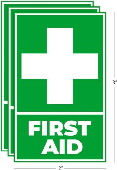 First Aid Safety Sign Self-Adhesive Sticker – Emergency Medical Signage Waterproof Durable Warning Label for Offices Shops Workplaces