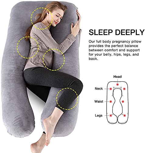 U-Shape Pregnancy Pillow Soft Velvet Maternity Support Pillow Full Body Sleeping Cushion for Pregnant Women Comfort Rest