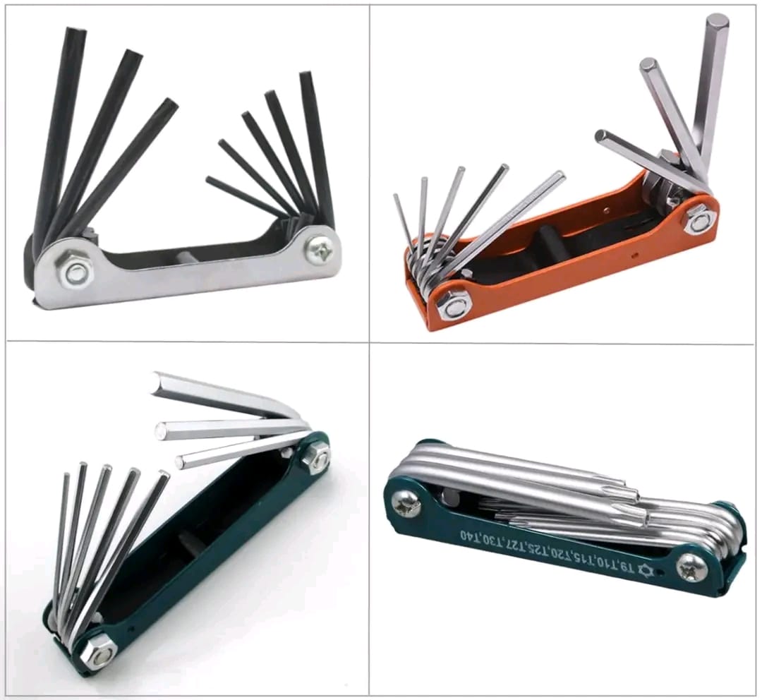 8-in-1 Foldable Hex Key Wrench Set – Multi-Tool Allen Key Set Portable Folding Repair Tool for Bikes Furniture DIY Use