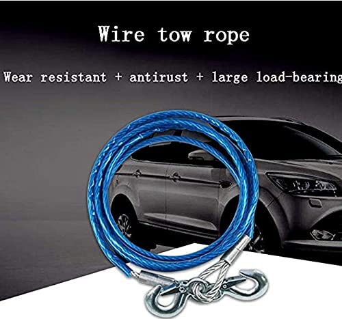 4M 5 Ton Steel Wire Tow Cable Heavy Duty Car Tow Rope Emergency Vehicle Recovery Cable for Cars Trucks SUV Durable Towing Wire