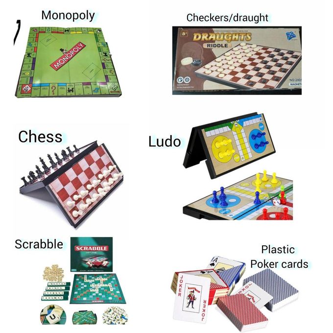 All in One Board Games Set Chess Checkers Ludo Monopoly Scrabble Poker Draught Family Fun Game Package for Kids & Adults