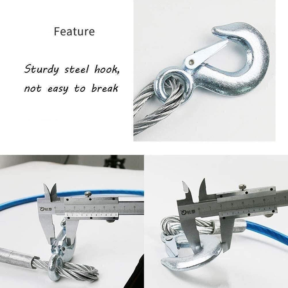 4M 5 Ton Steel Wire Tow Cable Heavy Duty Car Tow Rope Emergency Vehicle Recovery Cable for Cars Trucks SUV Durable Towing Wire