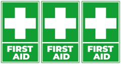 First Aid Safety Sign Self-Adhesive Sticker – Emergency Medical Signage Waterproof Durable Warning Label for Offices Shops Workplaces