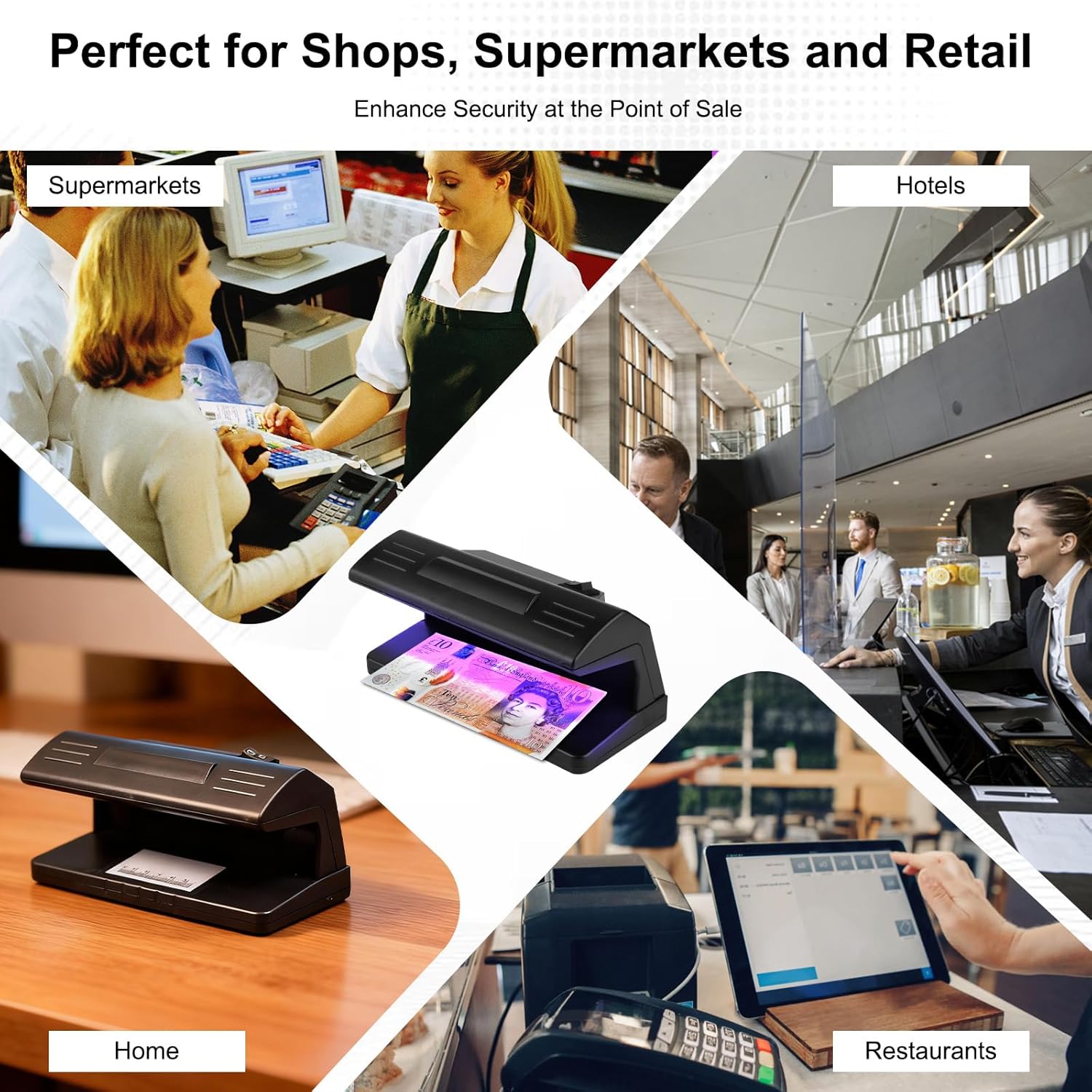 Portable Fake Currency Detector UV Money Checker Banknote Validator for Cash Handling Counterfeit Detection Compact Handheld Device