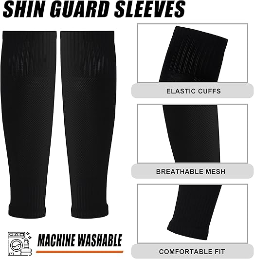 5PCS Football Training Gear Set Shin Guards Sleeves Grip Socks & Storage Bag Soccer Protection Kit for Kids & Adults