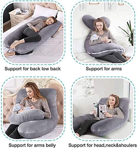U-Shape Pregnancy Pillow Soft Velvet Maternity Support Pillow Full Body Sleeping Cushion for Pregnant Women Comfort Rest