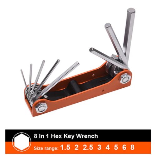 8-in-1 Foldable Hex Key Wrench Set – Multi-Tool Allen Key Set Portable Folding Repair Tool for Bikes Furniture DIY Use