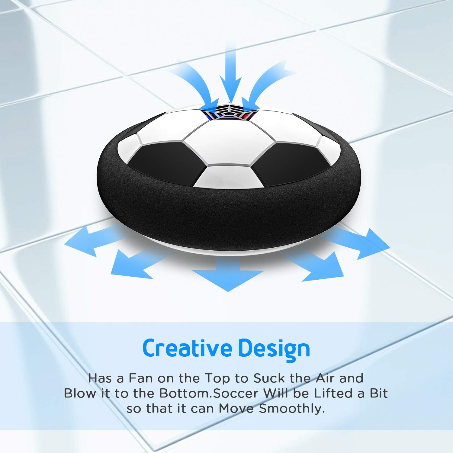 LED Hover Soccer Ball – Air Power Floating Football Toy for Indoor & Outdoor Kids Training Game with Soft Foam Bumper & Lights