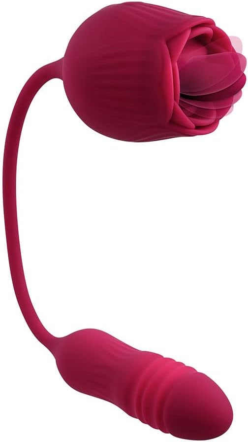 2 in 1 Rose Toy Rechargeable Silicone Massager – 10 Speed Portable Personal Wellness Device Red view 8