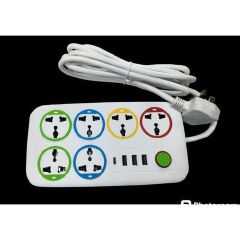 USB Port Extension Cable with Surge Protection – Multi Socket Power Extension with USB Charging Ports for Home & Office Use