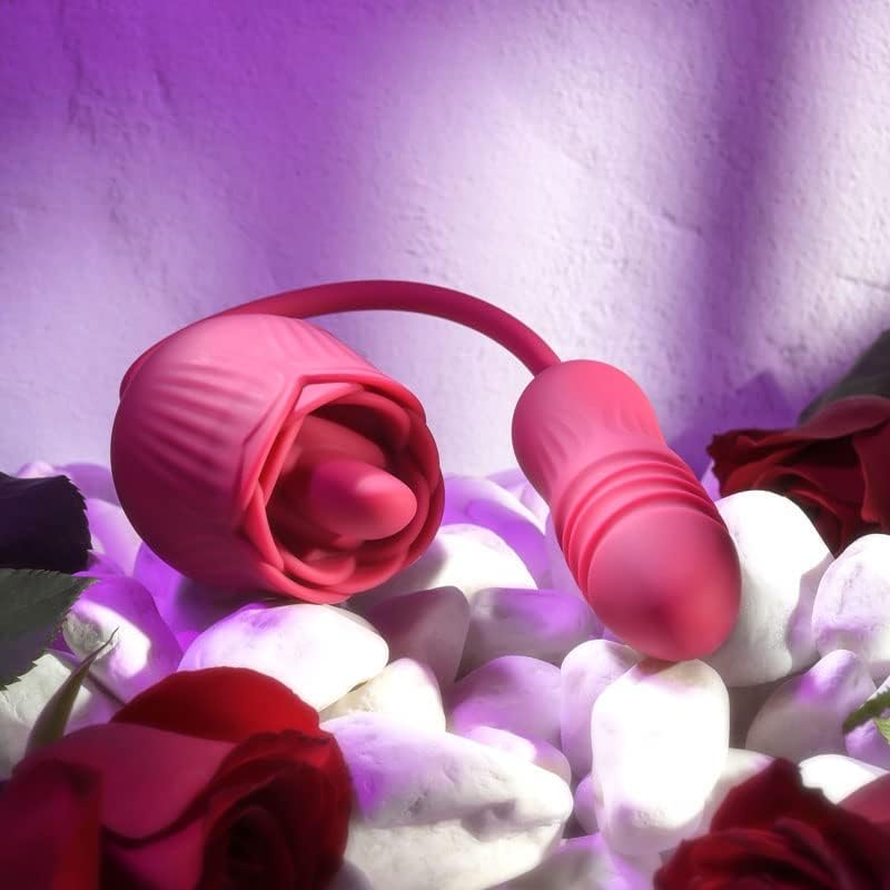2 in 1 Rose Toy Rechargeable Silicone Massager – 10 Speed Portable Personal Wellness Device Red