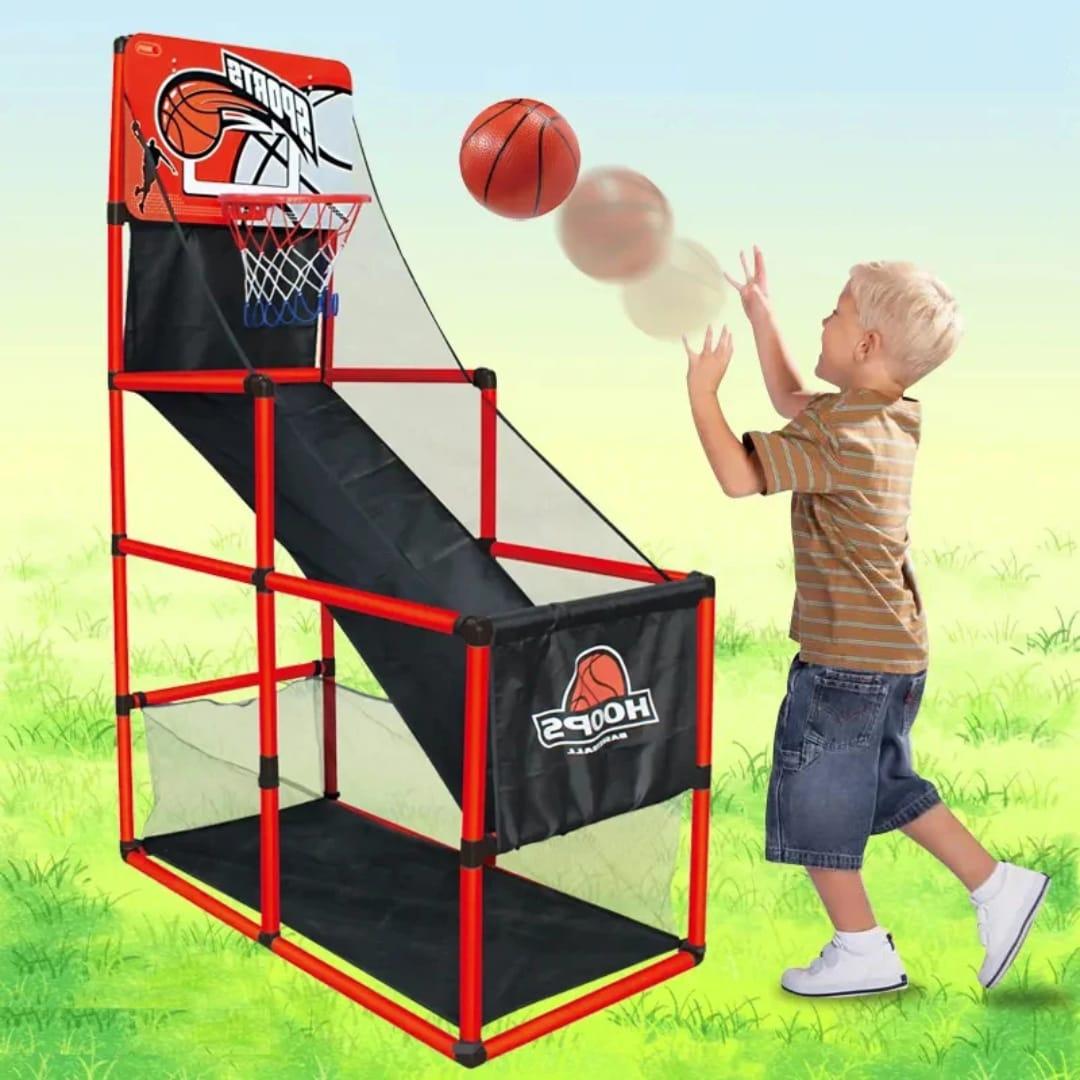 Kids Basketball Hoop Set Indoor Sports Toy – Adjustable Height Mini Basketball Game with Ball for Children Training Play