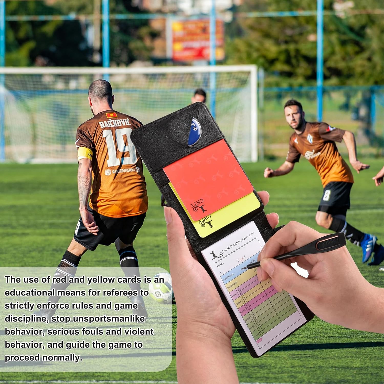 Football Referee Cards Set – Red & Yellow Cards with Pencil and Scorebook – Soccer Foul Card Kit for Match Officials, Coaches and Training Games