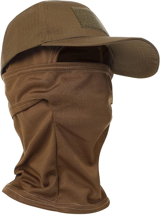 Balaclava and Tactical Cap Combo Set – Outdoor Face Mask & Military Style Cap for Protection-brown