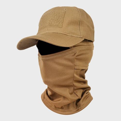 Balaclava and Tactical Cap Combo Set – Outdoor Face Mask & Military Style Cap for Protection-brown