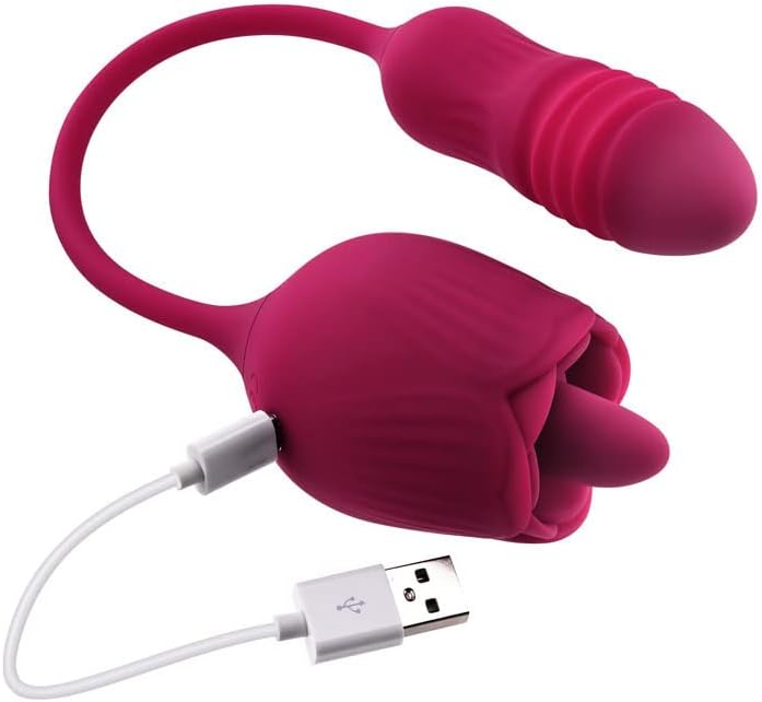 2 in 1 Rose Toy Rechargeable Silicone Massager – 10 Speed Portable Personal Wellness Device Red view 4