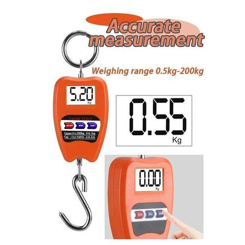 200KG Digital Hanging Scale with Accurate Sensors – Portable Mini Crane Scale with Hooks for Farm, Butchery, Fishing & Outdoor Weighing