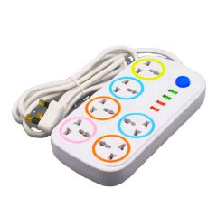 USB Port Extension Cable with Surge Protection – Multi Socket Power Extension with USB Charging Ports for Home & Office Use