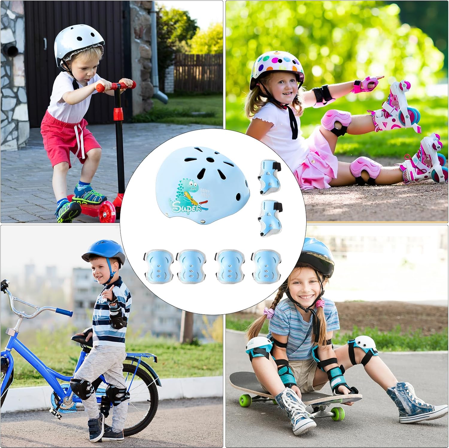 7 in 1 Cycling & Skating Protective Set – Helmet, Knee Pads, Elbow Pads & Wrist Guards Safety Gear Kit for Outdoor Sports