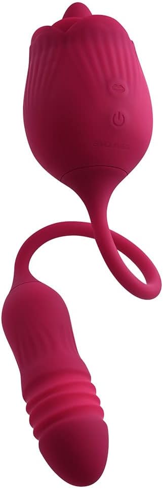 2 in 1 Rose Toy Rechargeable Silicone Massager – 10 Speed Portable Personal Wellness Device Red view 5