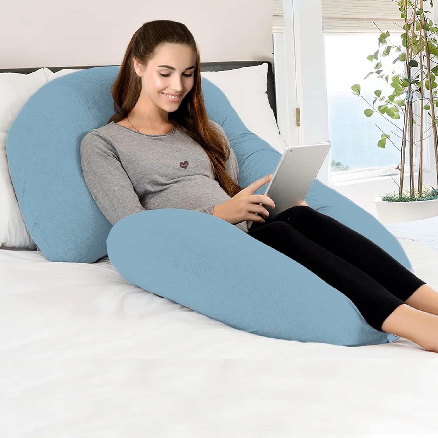 C Shape Pregnancy Pillow Blue – Full Body Maternity Sleeping & Support Pillow for Pregnant Women