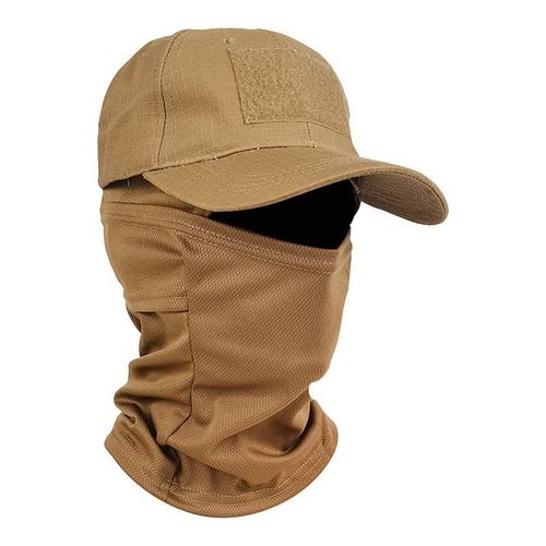 Balaclava and Tactical Cap Combo Set – Outdoor Face Mask & Military Style Cap for Protection-brown
